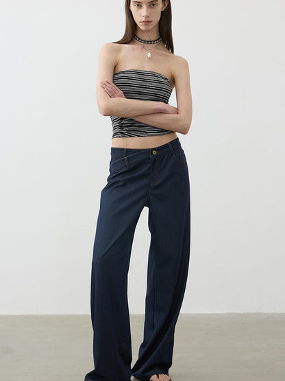 Vintage Blue Embroidered Flared Trousers