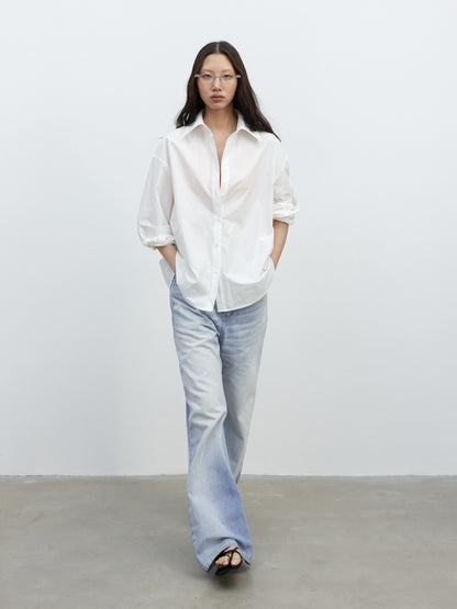 AFTADAWN Vintage Blue Washed Denim Jeans with Whiskers