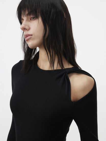 AFTADAWN Vintage Cutout Tie Waist Off Shoulder Women&