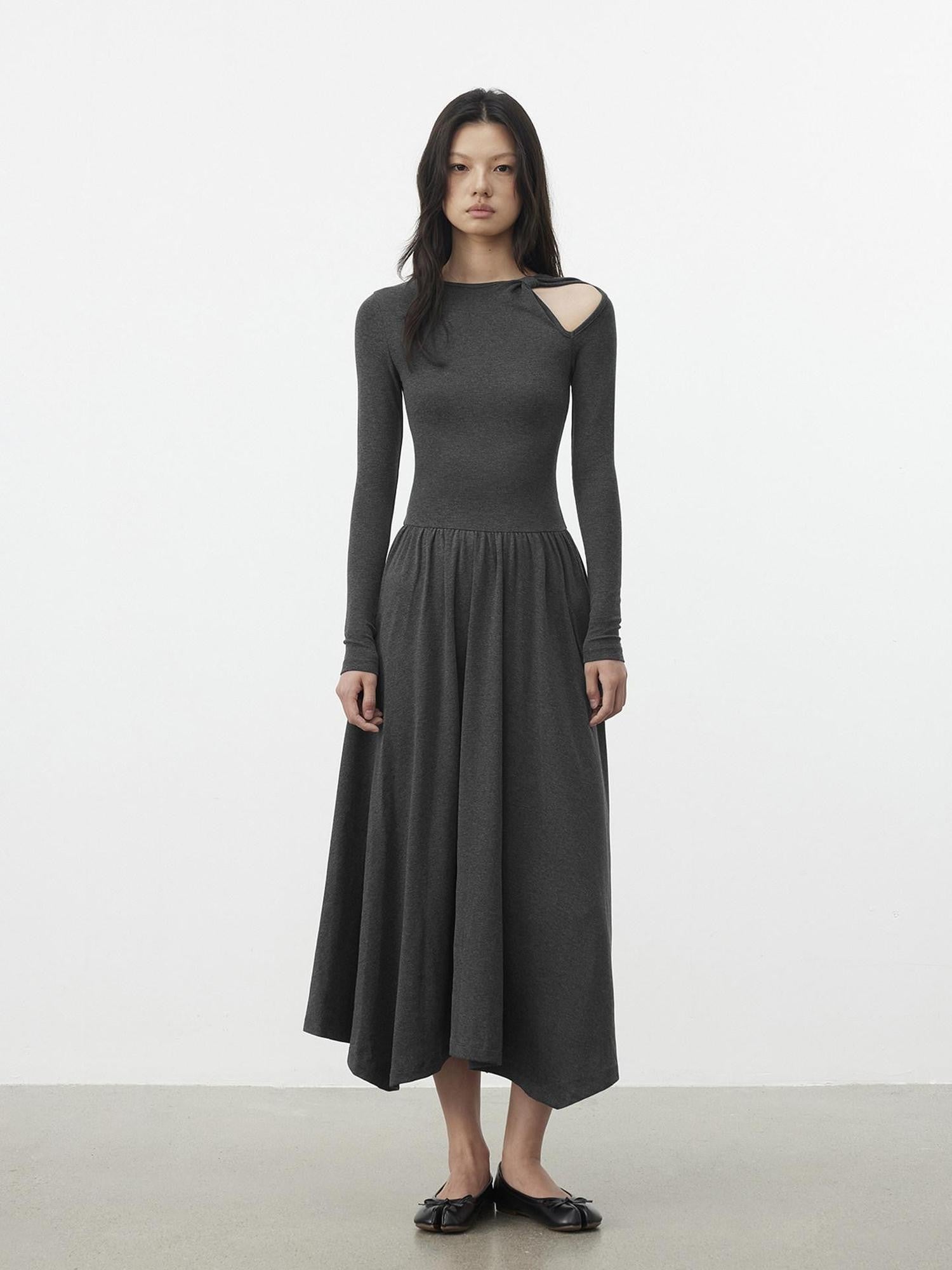 AFTADAWN Vintage Cutout Tie Waist Off Shoulder Women&