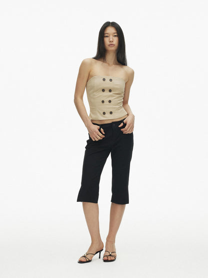 AFTADAWN Vintage Double Row Button Fitted Short Women&