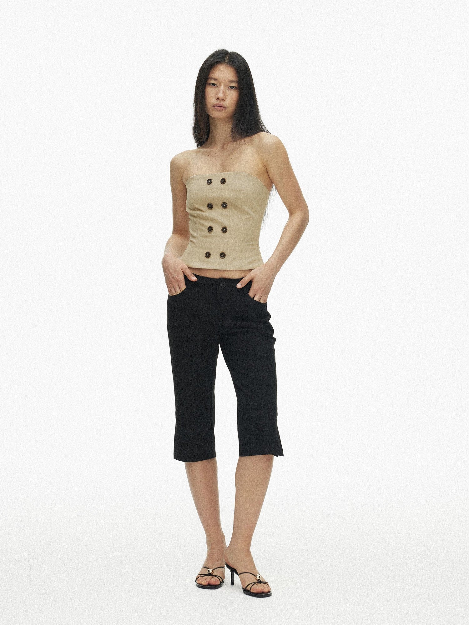 AFTADAWN Vintage Double Row Button Fitted Short Women&