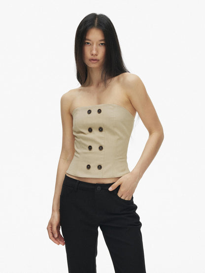 AFTADAWN Vintage Double Row Button Fitted Short Women&