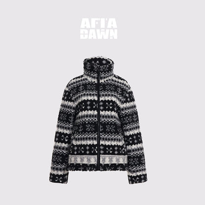 AFTADAWN_Vintage_Fair_Isle_Jacquard_Texture_Stand_Collar_Women&