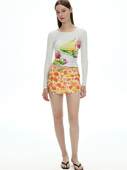 AFTADAWN Vintage Floral Print Long Sleeve T-shirt