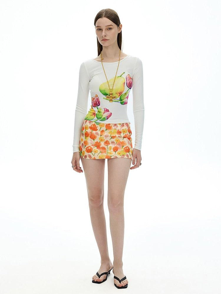 AFTADAWN Vintage Floral Print Slim Fit Women&