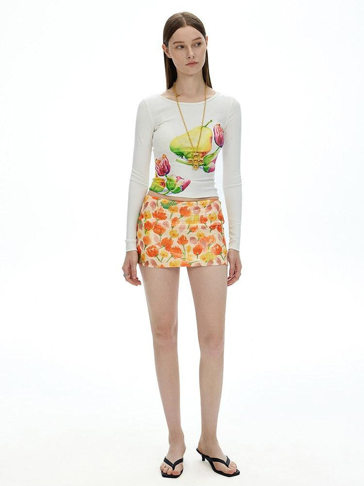 AFTADAWN Vintage Floral Print Slim Fit Women&