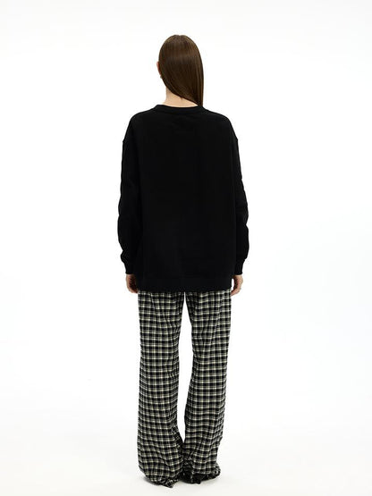 AFTADAWN Vintage Necklace Print Oversized Cotton Hoodie