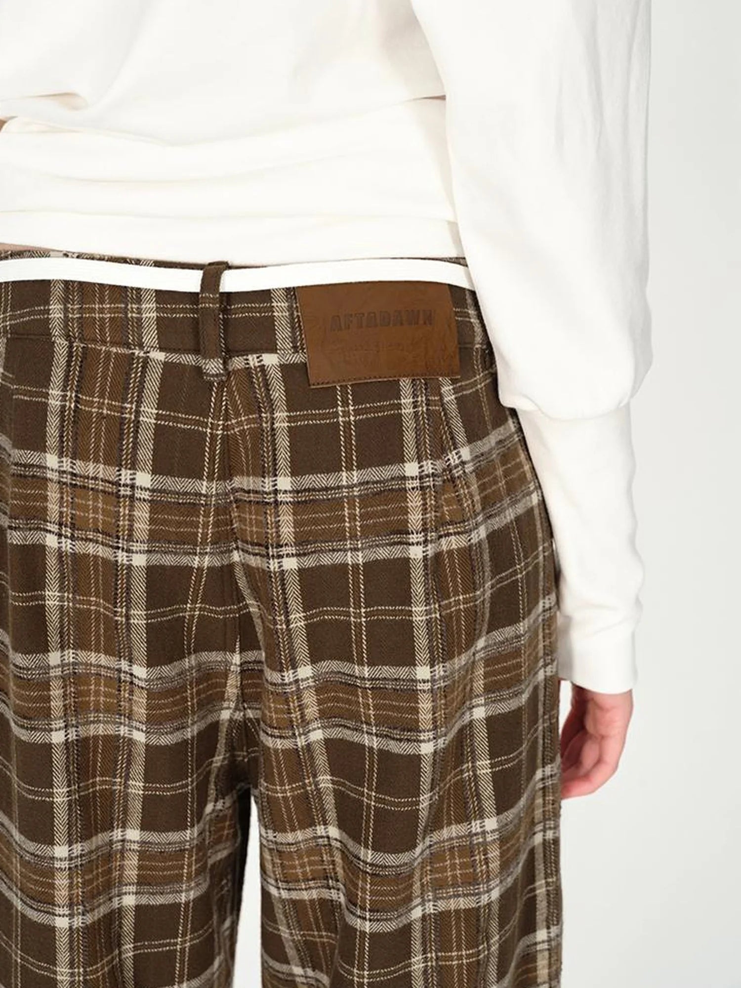 Vintage Plaid Pleated Low Rise Wide Leg Trousers