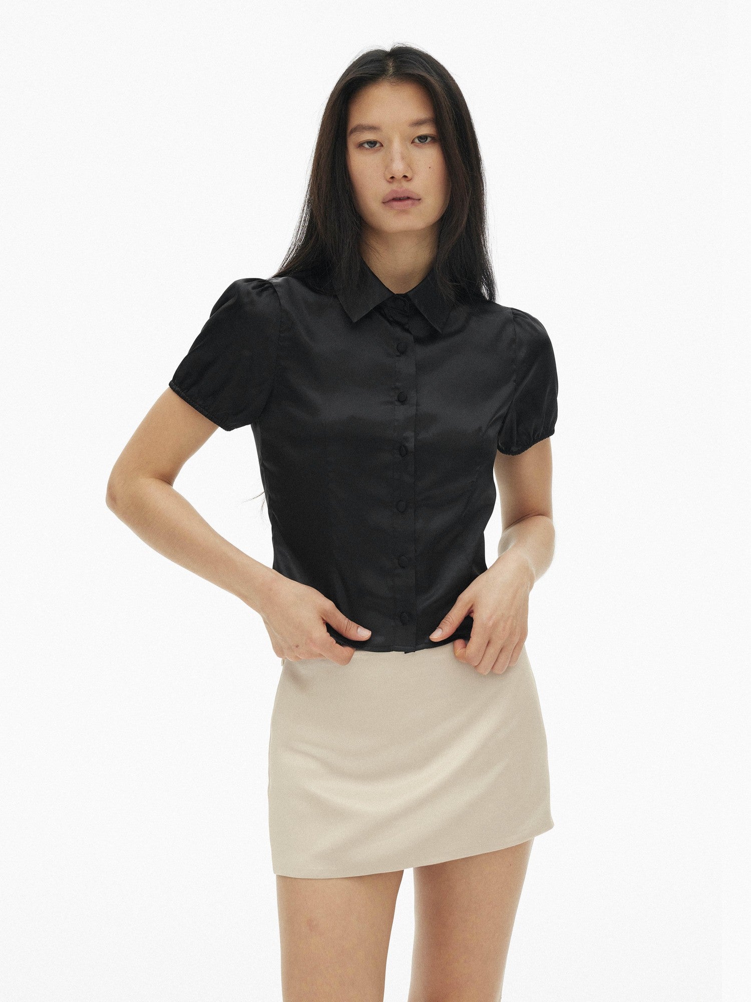 AFTADAWN Vintage Puff Sleeve Cinched Waist Women&