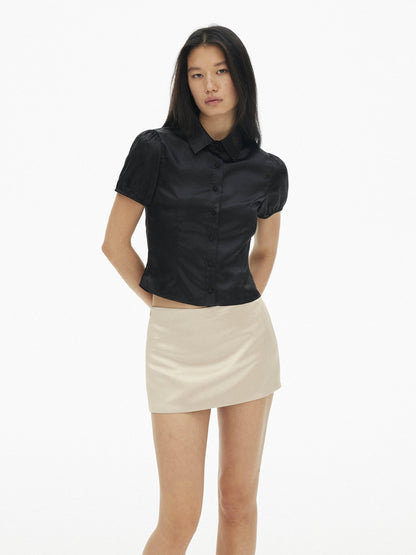 AFTADAWN Vintage Puff Sleeve Cinched Waist Women&