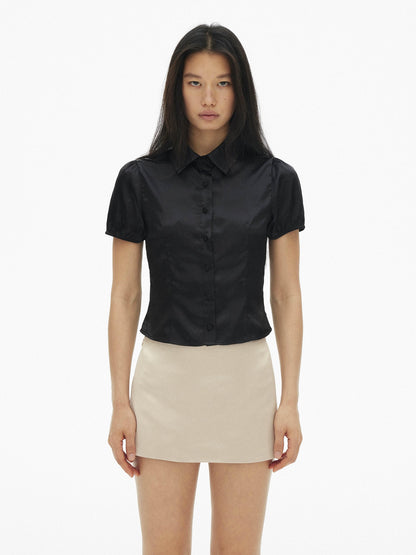 AFTADAWN Vintage Puff Sleeve Cinched Waist Women&