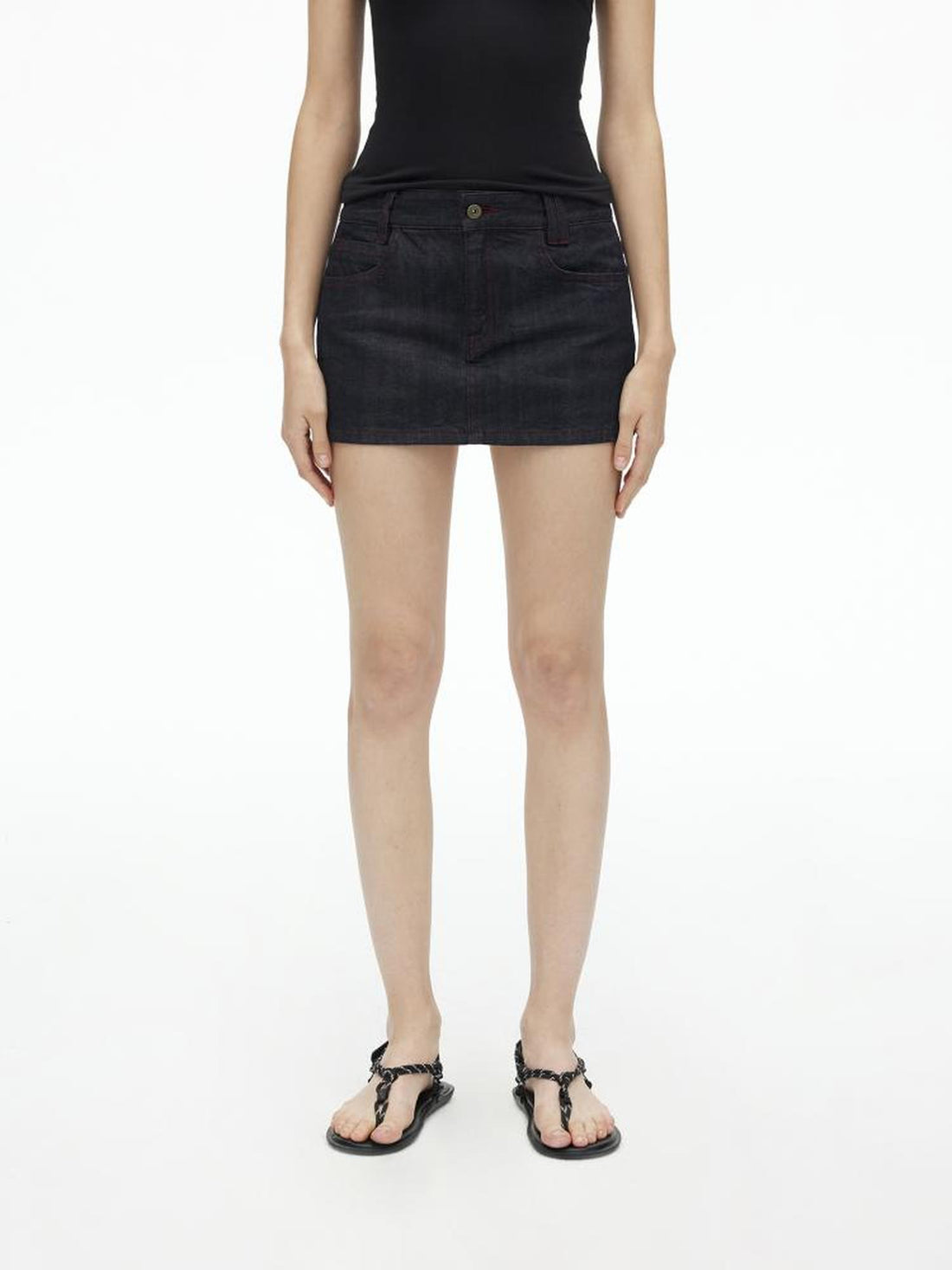 AFTADAWN Vintage Red Stitch Selvedge Denim A Line Skirt