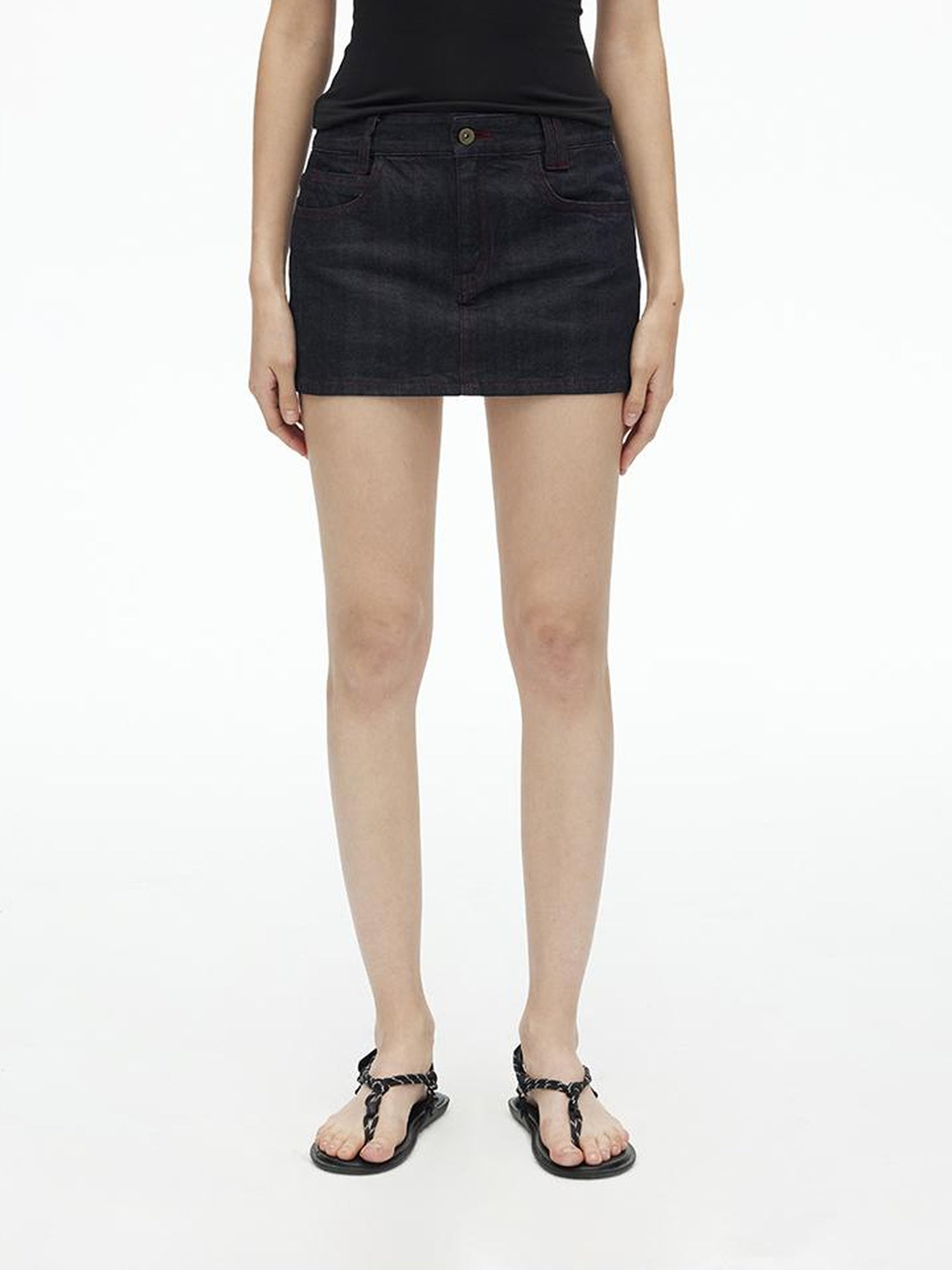 AFTADAWN Vintage Red Stitch Selvedge Denim A Line Skirt