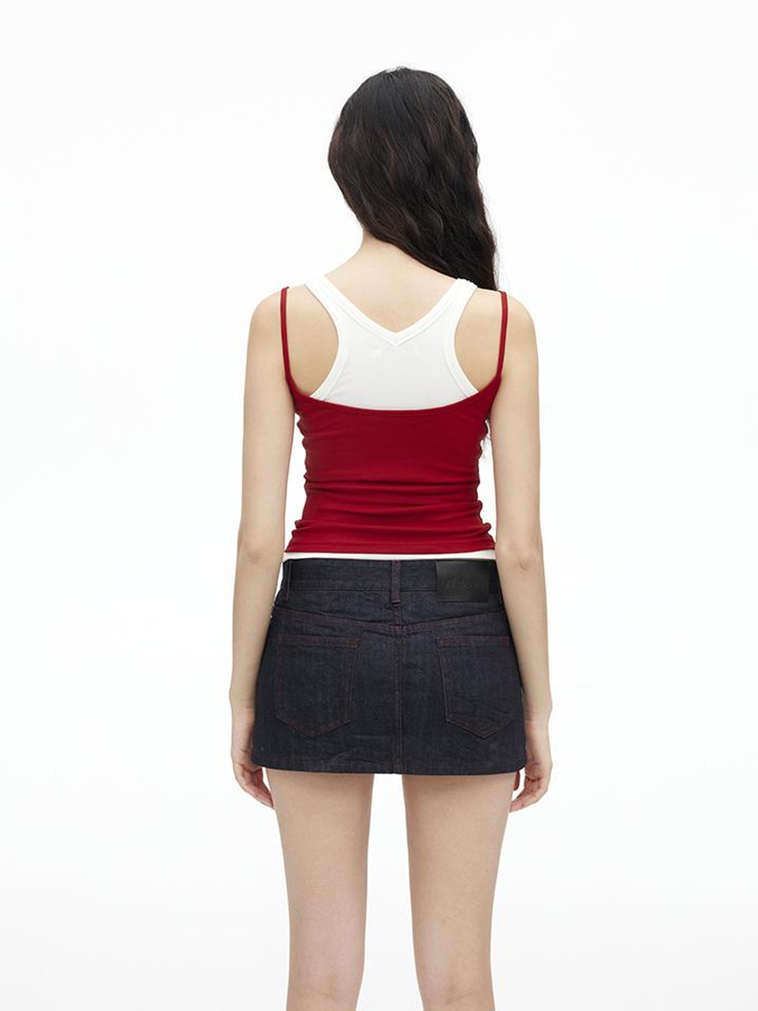 AFTADAWN Vintage Red Stitch Selvedge Denim A Line Skirt