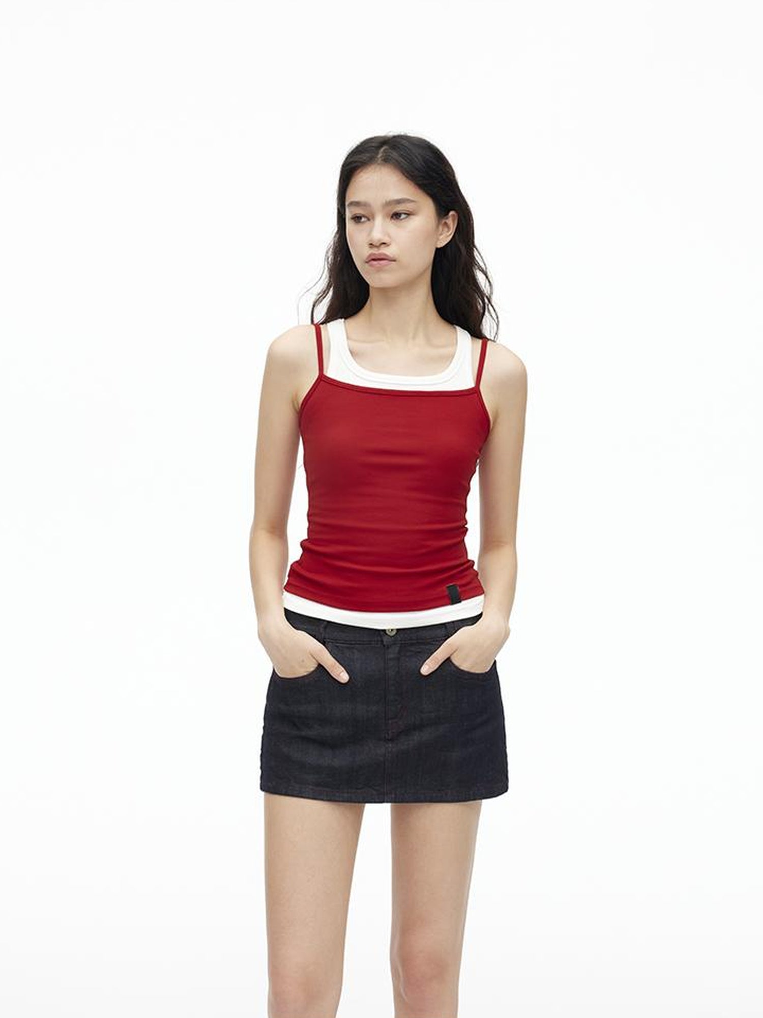 AFTADAWN Vintage Red Stitch Selvedge Denim A Line Skirt