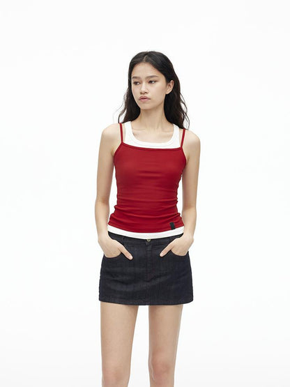 AFTADAWN Vintage Red Stitch Selvedge Denim A Line Skirt