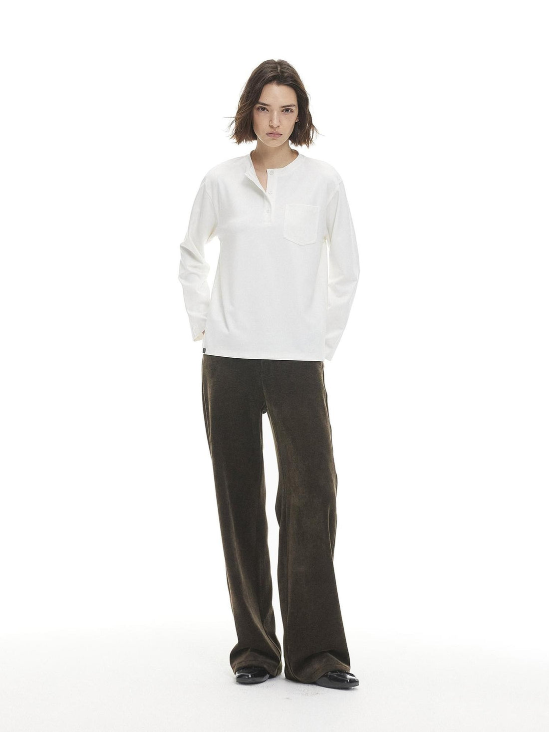 AFTADAWN Vintage Ribbed High Stretch Corduroy Straight Leg Women&