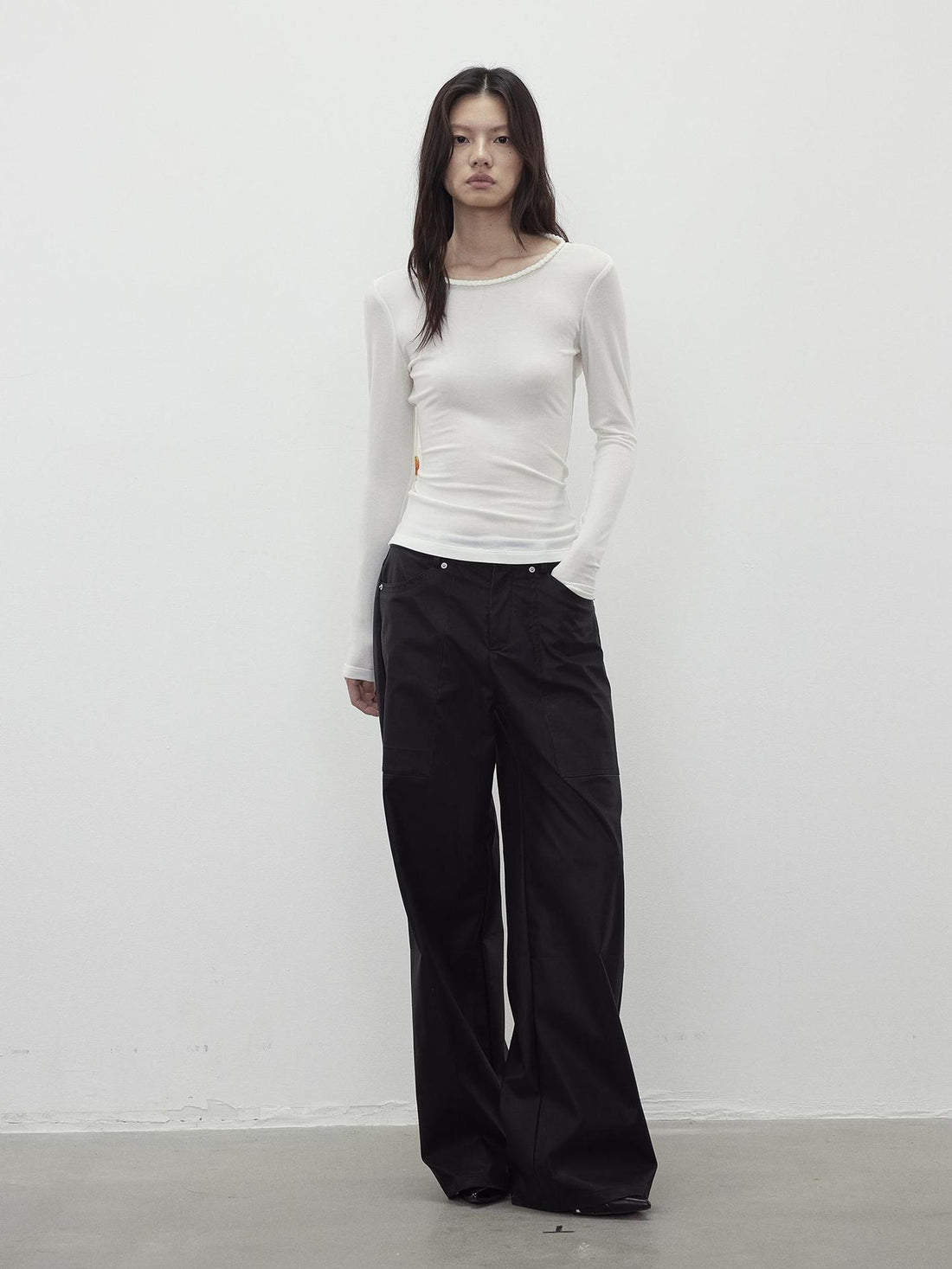 AFTADAWN Vintage Textured Pu Leather Wide Leg Trousers