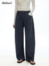 AFTADAWN Vintage Twill Faux Denim Low Waist Relaxed Women&