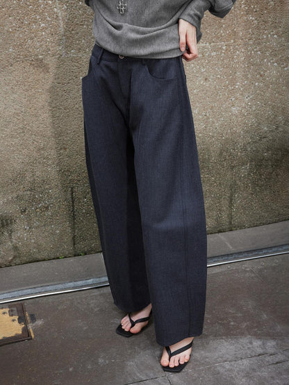 AFTADAWN Vintage Twill Faux Denim Low Waist Relaxed Women&