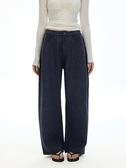 AFTADAWN Vintage Twill Faux Denim Low Waist Relaxed Women&
