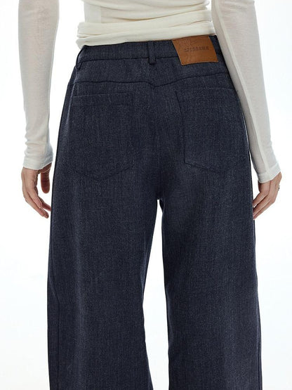 AFTADAWN Vintage Twill Faux Denim Low Waist Relaxed Women&