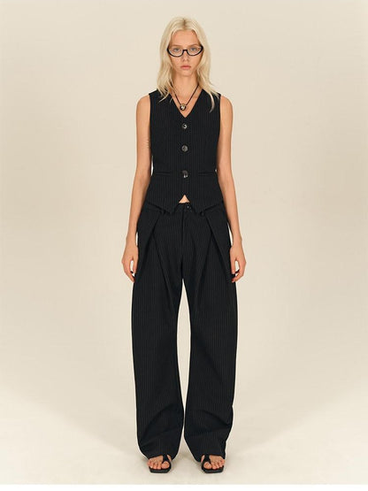 AFTADAWN Vintage Vertical Stripe Structured Panel Women&