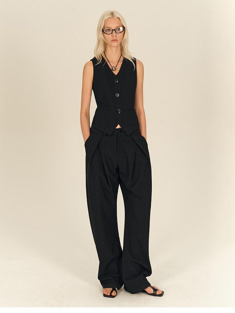 AFTADAWN Vintage Vertical Stripe Structured Panel Women&