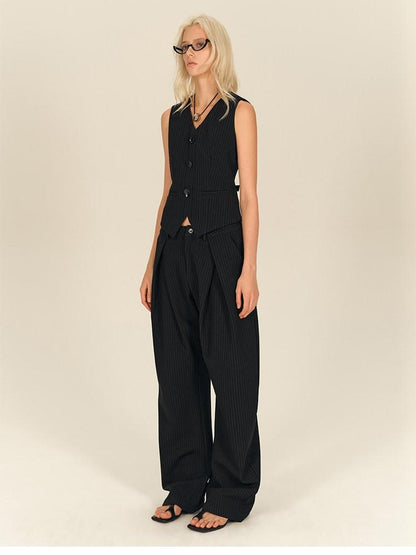 AFTADAWN Vintage Vertical Stripe Structured Panel Women&