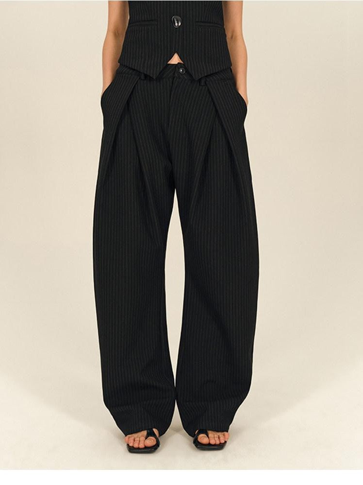 AFTADAWN Vintage Vertical Stripe Structured Panel Women&