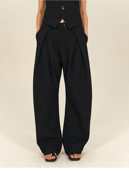 AFTADAWN Vintage Vertical Stripe Structured Panel Women&