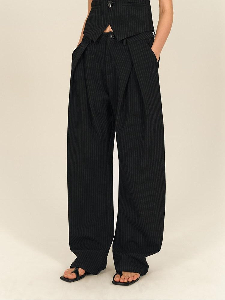 AFTADAWN Vintage Vertical Stripe Structured Panel Women&