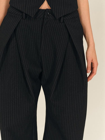AFTADAWN Vintage Vertical Stripe Structured Panel Women&