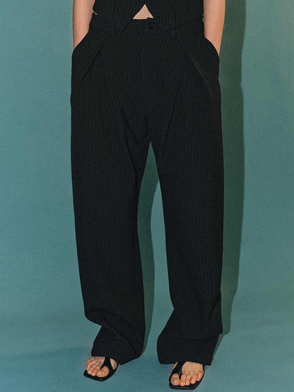 AFTADAWN Vintage Vertical Stripe Structured Panel Women&