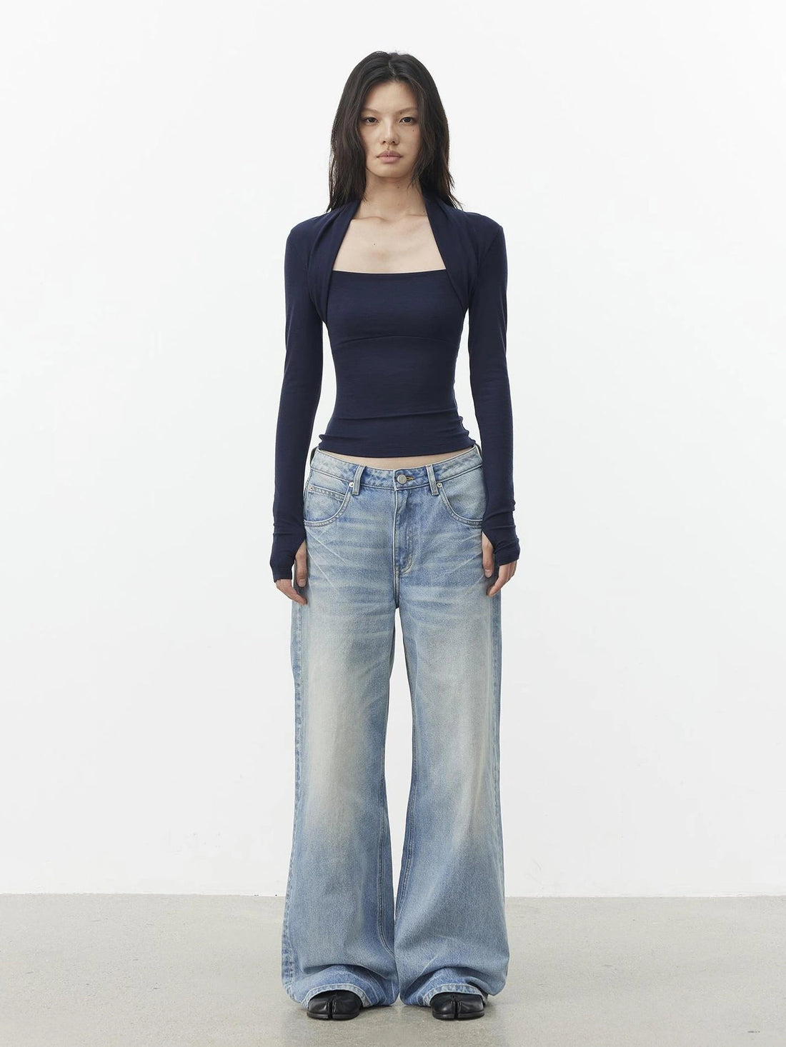 AFTADAWN Vintage Wash Blue Straight Leg Jeans Jeans