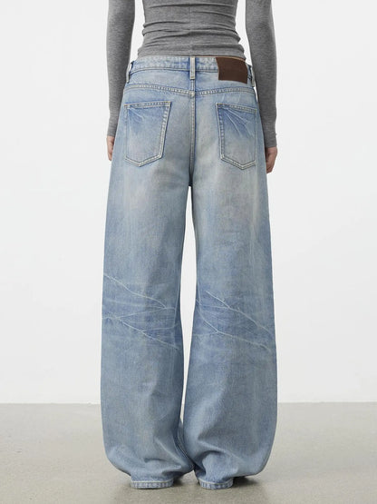 AFTADAWN Vintage Wash Blue Straight Leg Jeans Jeans