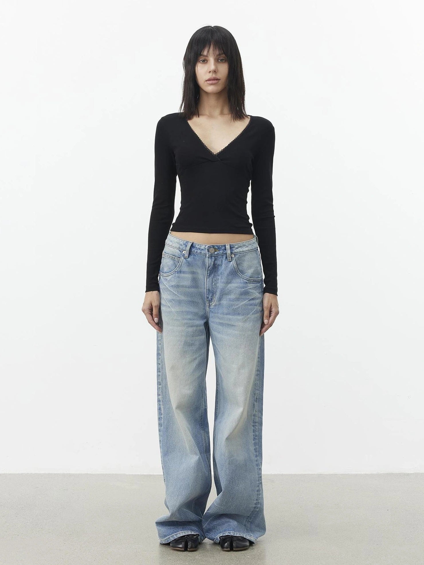 AFTADAWN Vintage Wash Blue Straight Leg Jeans Jeans