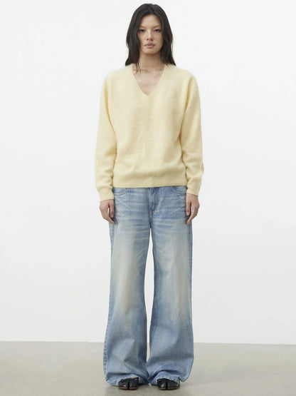 AFTADAWN Vintage Wash Blue Straight Leg Jeans Jeans