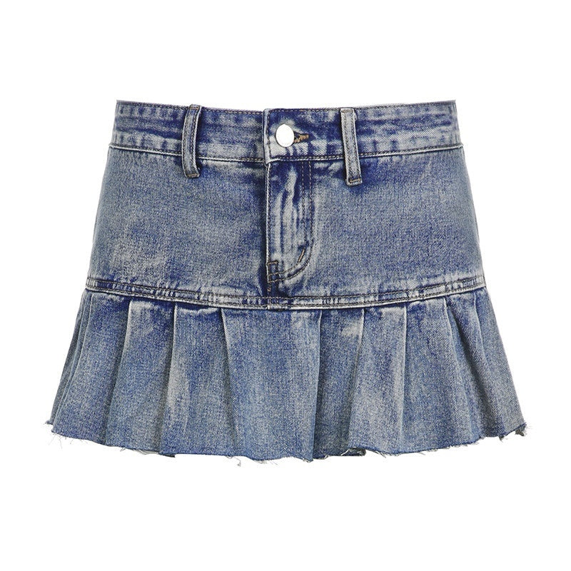 AFTADAWN_Vintage_Washed_Blue_High_Waist_A_Line_Mini_Women&