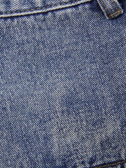 AFTADAWN Vintage Washed Blue High Waist A Line Mini Women&