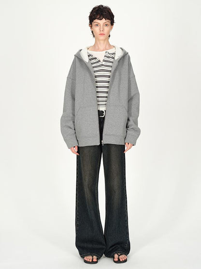 AFTADAWN Vintage Washed Low Rise Relaxed Wide Leg Denim Pants