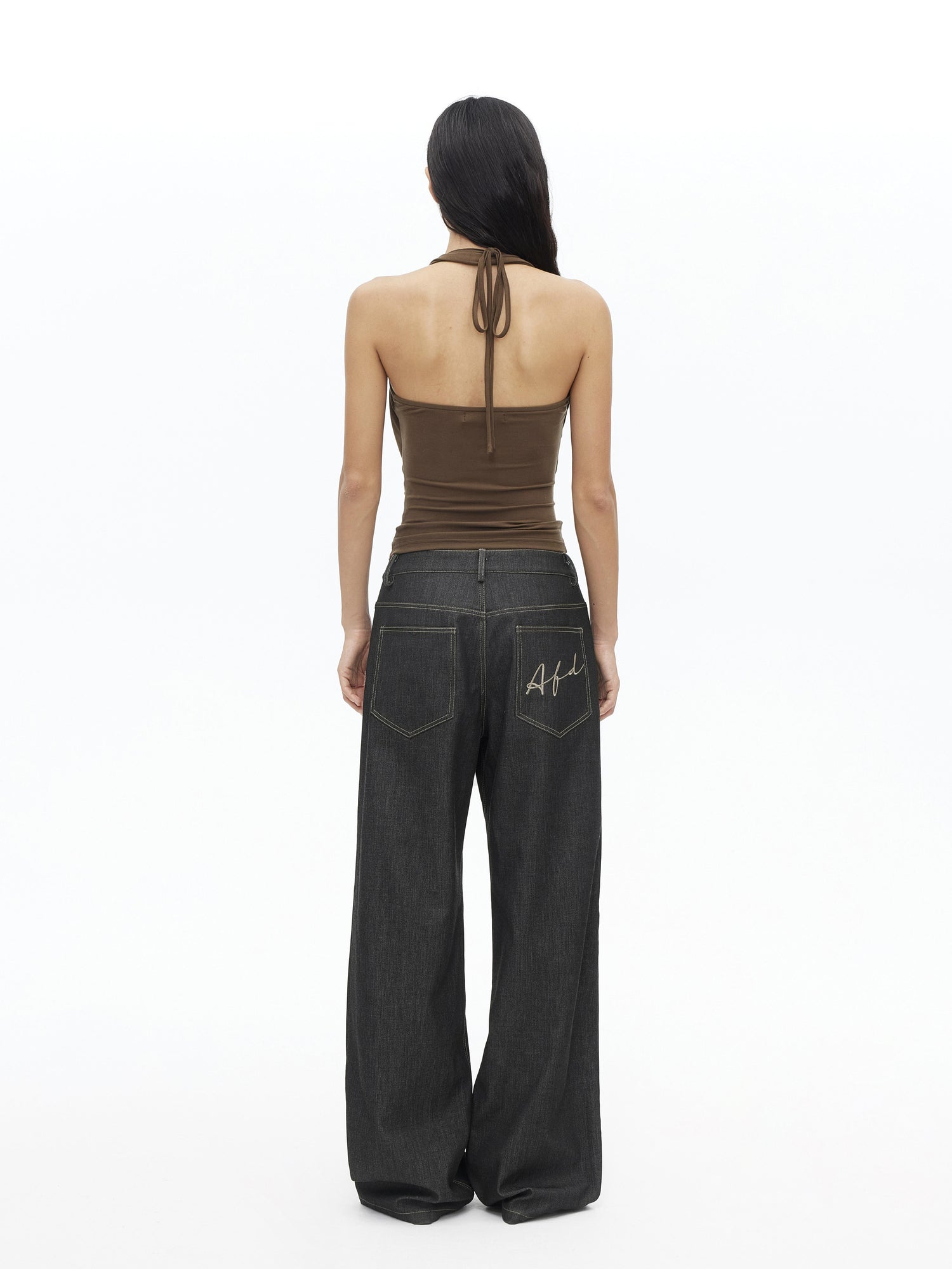 AFTADAWN Viscose Halter Neck Draped Layered Detachable Chain Vest
