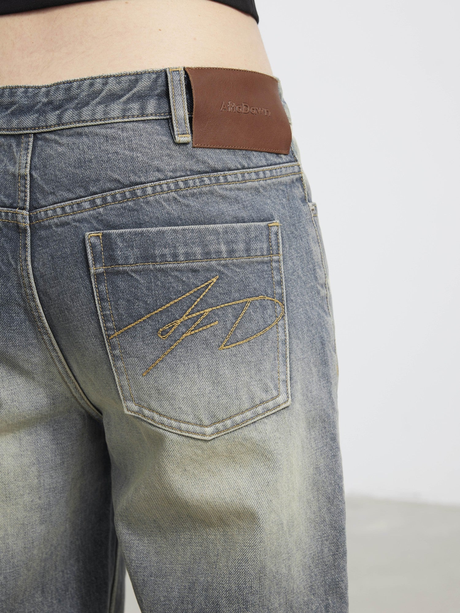 AFTADAWN Washed Distressed Relaxed Slimming Silhouette Women&
