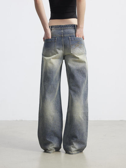 AFTADAWN Washed Distressed Relaxed Slimming Silhouette Women&