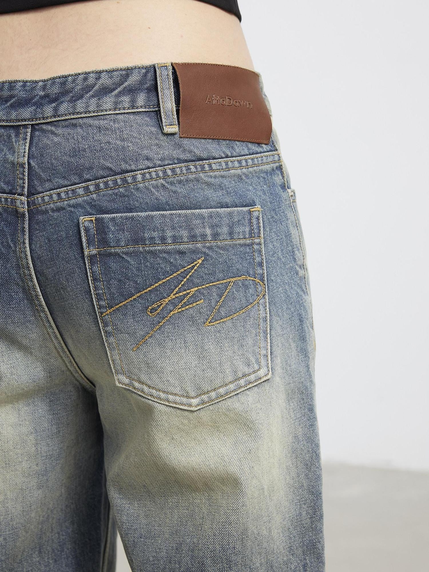 AFTADAWN Washed Distressed Relaxed Slimming Silhouette Women&