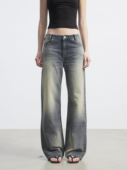 AFTADAWN Washed Distressed Relaxed Slimming Silhouette Women&
