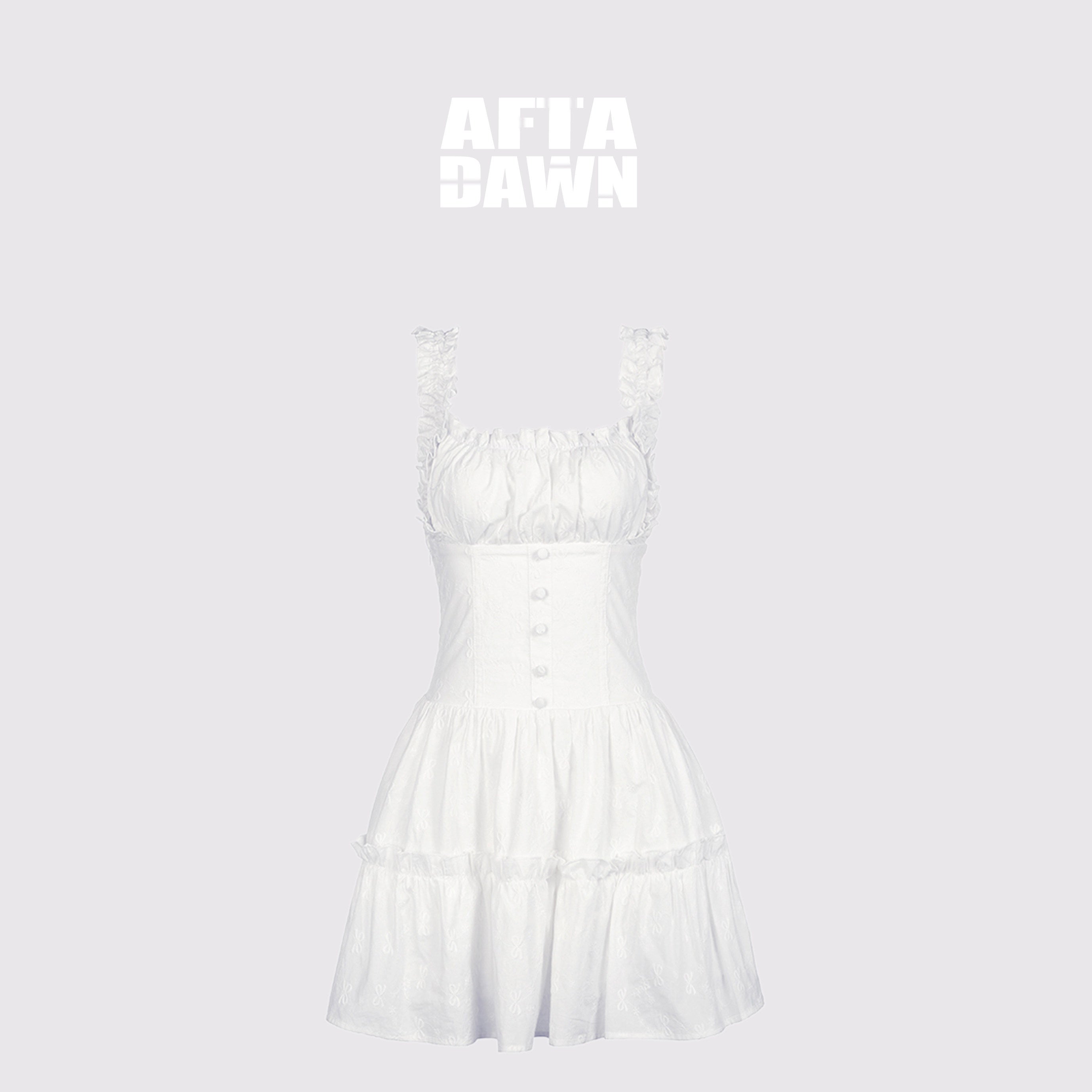 AFTADAWN_White_3d_Bow_Embroidered_Jacquard_Gathered_Women&
