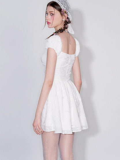 AFTADAWN White Butterfly Jacquard Embroidered A Line Women&