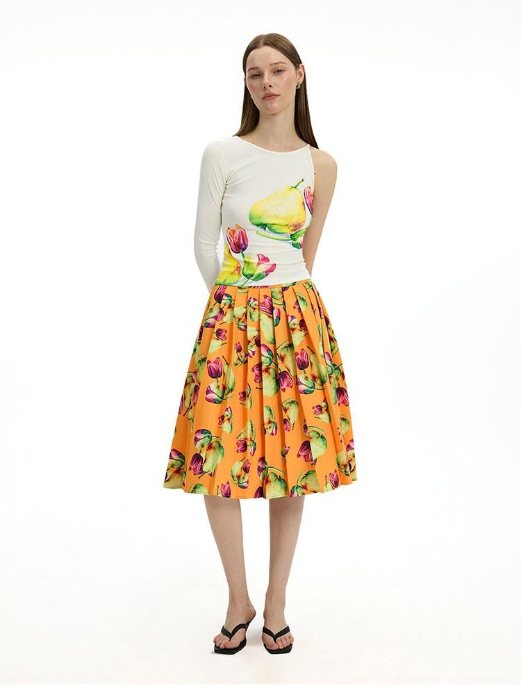 AFTADAWN White Floral Print Single Sleeve Women&